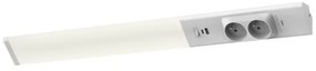 LED Podlinkové svietidlo so zásuvkami a USB porty LED/18W/230V 4000K strieborná