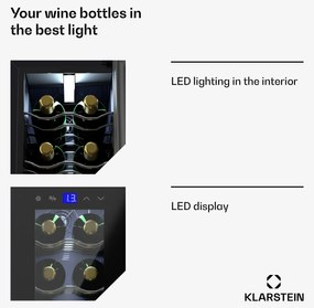 Klarstein Shiraz 18 Slim Uno, chladnička na víno, 18 fliaš, 5 - 18 °C, dotykové ovládanie