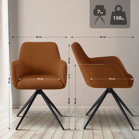 Jedálenská stolička Olema látka cord - oranžová