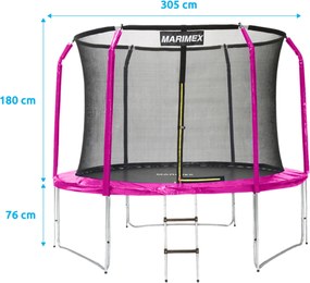 Marimex | Trampolína Marimex 305 cm ružová + vnútorná ochranná sieť + rebrík ZADARMO | 19000105