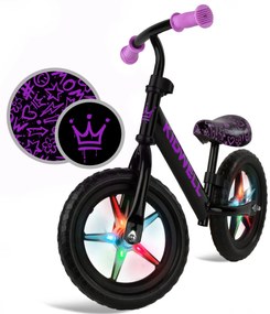 Kidwell Rebel LED balančný bicykel pre deti – LED ráfiky, EVA kolesá 28 cm, bez batérií
