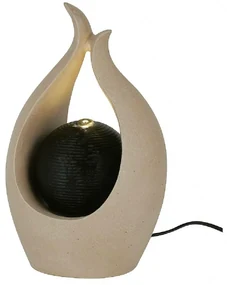 ProGarden Záhradná fontána s osvetlením Alice, 40x25x23 cm, polistone, béžová