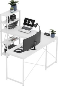 Rohový pracovný stôl s policami Leader 5.9 biely