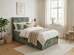 Čalúnená posteľ boxspring DIRELIS VIBE 90x200 cm tmavozelená Matrac: Matrac Bonell pružinový