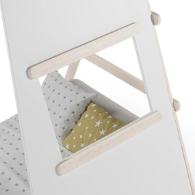 Krémovobiela domčeková detská posteľ z borovicového dreva s roštom 90x200 cm Enola – Marckeric