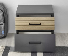 Nočný stolík Laurie, grafit/dub