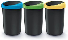 Odpadkový kôš COMPACTA R FLAP SET recyklovaný čierny, 3x40l