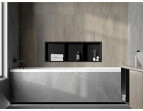 Mexen X-Wall-R, polička na zapustenie na obklad s golierom 90 x 30 cm, čierna matná, 1970903010S