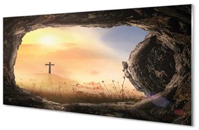 Sklenený obraz kríž 125x50 cm