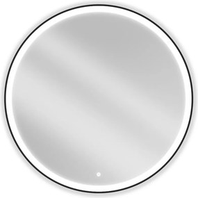 Mexen Esso, okrúhle LED podsvietené kúpeľňové zrkadlo 100 cm, 6000K, vykurovacia podložka proti zahmlievaniu, čierny rám, 9825-100-100-611-70