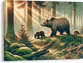 Obraz - Medvede v lese (70x50 cm)