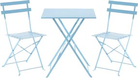Skladací záhradný set, balkónová súprava - stôl + dve stoličky modrá