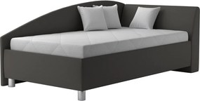 Rohová posteľ Andrew pravá 110x200 cm, tmavo šedá látka