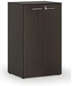 Kancelárska skriňa s dverami PRIMO WOOD, 3 police, 800 x 640 x 1335 mm, wenge