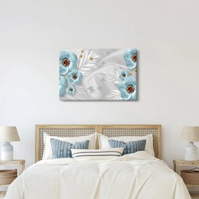 Obraz - 3D modré kvety (90x60 cm)