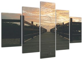 Obraz dreveného móla nad jazerom (150x105 cm)