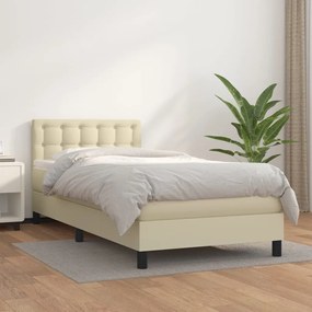 Boxspring posteľ s matracom krémová 100x200 cm umelá koža 3141109