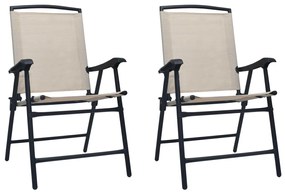Skladacie záhradné stoličky 2 ks, textilén, krémové 47924