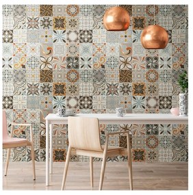 Sada 30 nástenných samolepiek Ambiance Wall Decal Cement Tiles Bali, 15 × 15 cm