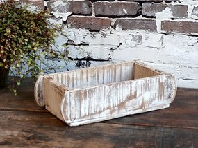 Biela drevená retro debnička Brick old white - 30*15*10 cm