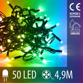 Vianočná led svetelná reťaz vonkajšia - 50led - 4,9m multicolour