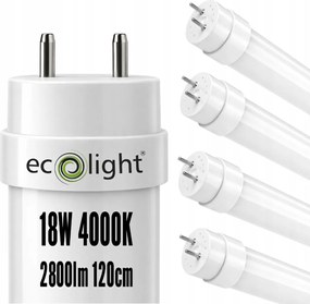 SADA 4x LED trubicových svetiel 120 cm 18 W 2880 lm 4000K