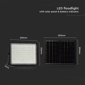 LED Vonkajší solárny reflektor LED/20W/3,2V 4000K čierna + DO