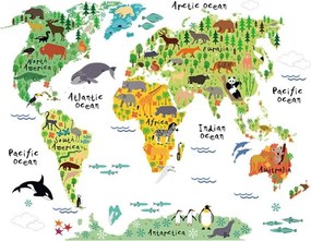 Veselá Stena Samolepka Detská mapa Sveta