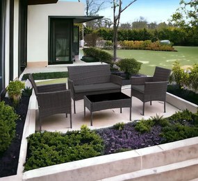 Elegantná ratanová záhradná sedacia súprava so stolom v hnedej farbe