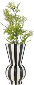 LYDIA Váza pruhy 30 cm - čierna / biela