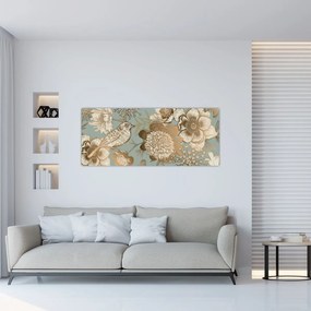 Obraz - Záhrada s vtáčikom (120x50 cm)