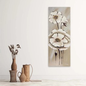 Gario Obraz na plátne Biele maľované kvety Rozmery: 40 x 120 cm