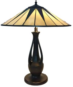 Stolová lampa Tiffany s béžovým tienidlom Paonne - Ø 48*60 cm E27/max 2*60W
