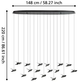 Eglo 390353 - LED Stmievateľný luster na lanku PARATEBUENO 17xLED/3W/230V čierna
