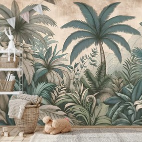 Tapeta tropická džungľa v pastelových tónoch