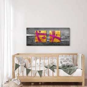 Obraz farebných štvorcov na čiernom pozadí (120x50 cm)