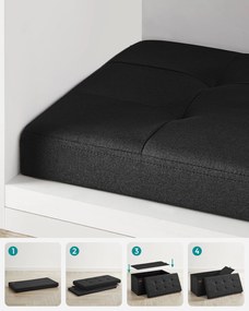 SONGMICS úložný taburet, skladací sedací pult, 38×76×38 cm, čierny