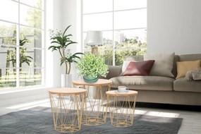 Tutumi Tutumi, set troch okrúhlych kávových stolíkov 3ks SG94-929, zlatá, KRZ-08784