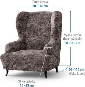 Bielastické poťahy MARMO hnedé kreslo ušiak (š. 60 - 110 cm)