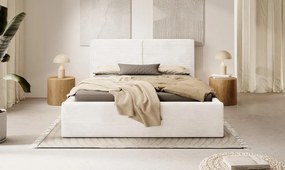 Posteľ Inez 180x200 cm, smotanovo biela štruktúrovaná látka