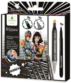 Artissimo – obojstranné liehové fixky s dvomi hrotmi – Manga