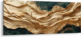 Obraz - Zelená abstrakcia so zlatom II. (120x50 cm)