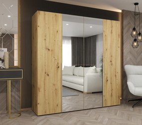 Šatníková skriňa 200 cm Alice 2 (dub artisan + kašmír). Akcia -20%. Vlastná spoľahlivá doprava až k Vám domov. 1126169