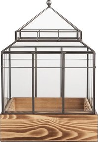 Mosadzný antik dekoračný skleník/ vitrína Pallas - 21*21*32 cm