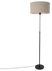 Stojaca lampa čierna nastaviteľná s tienidlom z bouclé taupe 50 cm - Parte