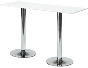 Barový stôl BIANCA, 1800x700 mm, biely, chrómová podnož