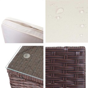 Polyratanová záhradná súprava Brescia - hnedá, krémové vankúše