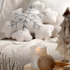 VIANOČNÝ DEKORAČNÝ VANKÚŠ SNOWFLAKE 38X38 CM KRÉMOVÁ