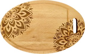 AMADEA Drevená servírovacia doska - podnos oválne mandala, masívne drevo, 38 cm