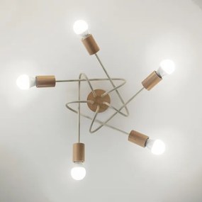 Prisadený luster OXFORD 5xE27/15W/230V borovica/krémová